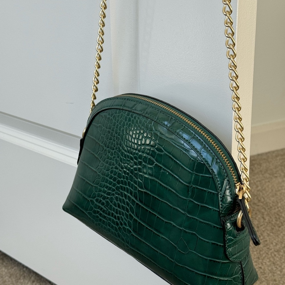 Forever 21 Dark Green Croc-Embossed Crossbody Bag - Picture 2 of 5